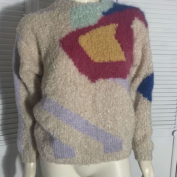 Vintage Sweaters - Vintage Pastel Abstract Pullover Sweater‎ Size Medium